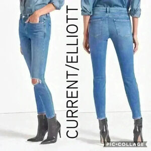NWT Current/Elliott The Stiletto Cropped Distressed Jean
